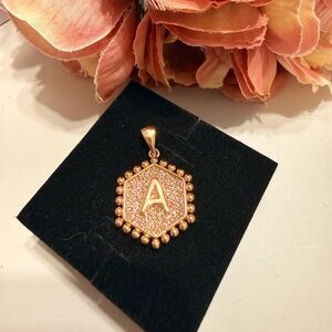 Gold Hexagon Initial Pendant